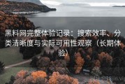 黑料网完整体验记录：搜索效率、分类清晰度与实际可用性观察（长期体验）